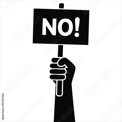 Human Hand Displaying Rectangular Sign with Negative Response Text for Voting Concepts