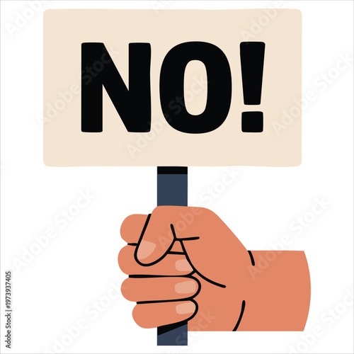 Character Presenting Blank Banner with Refusal Statement for Choice Rejection Scenarios