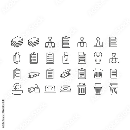 Collection of office stationery and desktop icons