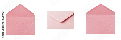 Obraz na płótnie Pink Envelope Set PNG – Open and Closed Pastel Pink Paper Envelopes Clipart Isol