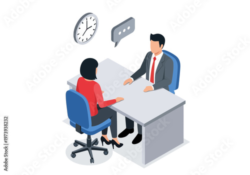 Job interview between recruiter and candidate in office