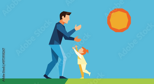 Man and child playing outside together.