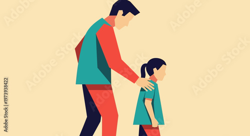 Man comforting a young girl.