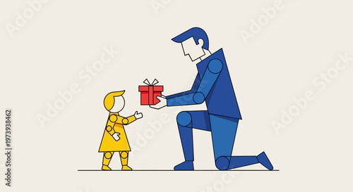 Man giving gift to little girl.