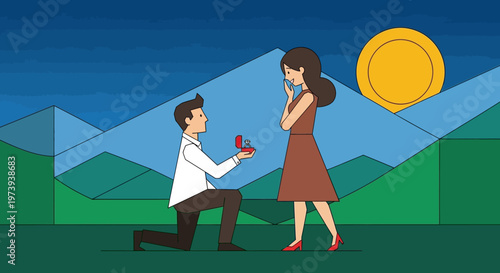 Man Proposing to a Woman Outdoors.