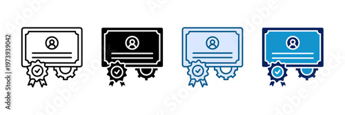 License Certificate Icon Set Multiple Style Collection