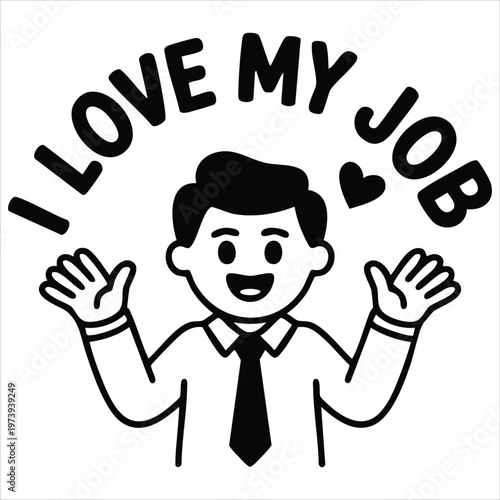 Happily Employed Individual Showing Job Fulfillment and Career Enthusiasm Graphic