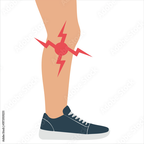 Medical Condition Graphic Showing Joint Damage or Discomfort in Knee Area Cartoon Style