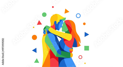 Two people hugging each other tightly.