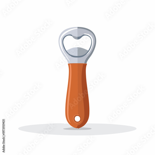 orange bottle opener with heart shaped top isolated on white