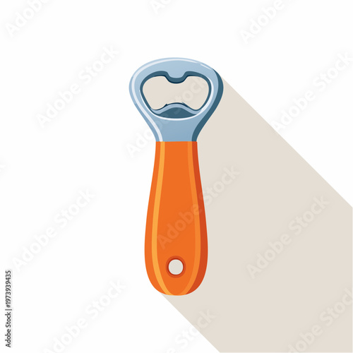 Flat illustration of an orange and blue bottle opener