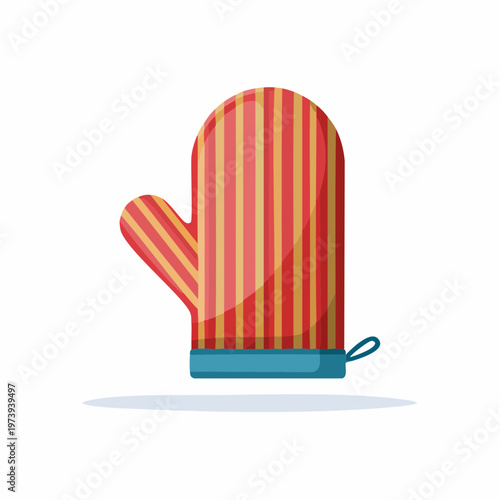 Colorful red and yellow striped oven mitt illustration