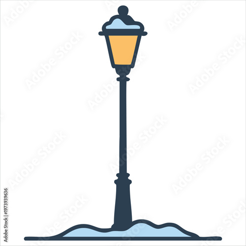 Street Illumination Pole with Frozen Precipitation for Cold Weather Environment Graphics