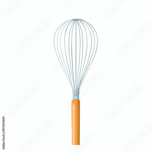 Teal wire whisk with orange handle kitchen utensil