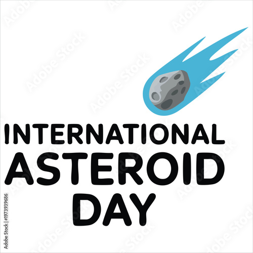 Star Field Background with Fiery Space Rock for Asteroid Day Observance Illustrations