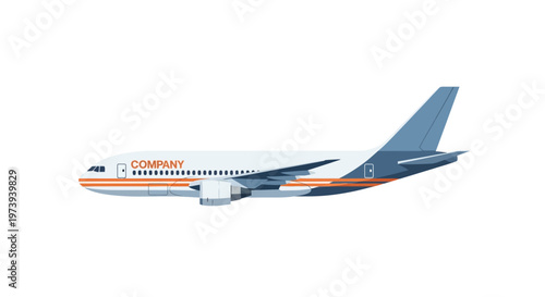 Modern passenger airplane vector illustration on white background