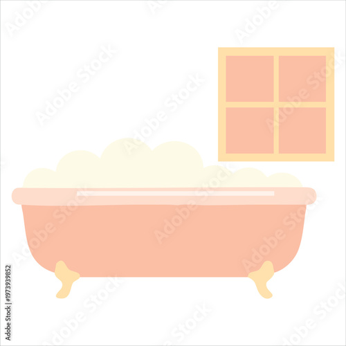 Bathroom Interior Element Showing Soaking Tub with Bubbles for Home Spa Concepts