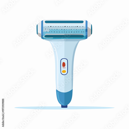 Electric blue razor shaver illustration with light and buttons