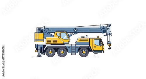 Mobile Crane Vehicle Illustration on White Background