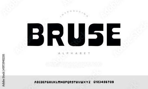 Bruse extra bold heavy block alphabet font for powerful impact headline and streetwear apparel branding design