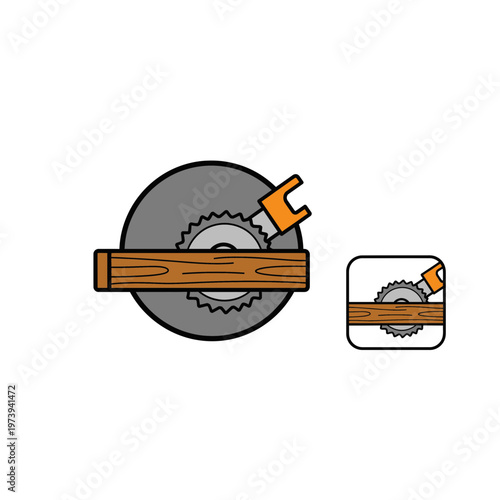 Circular saw cutting through a wooden plank