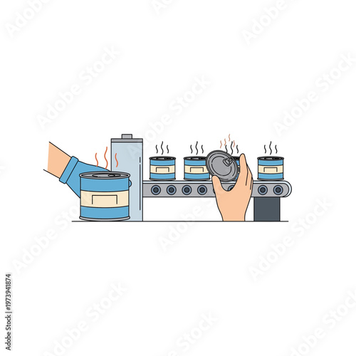 Industrial food canning production line process