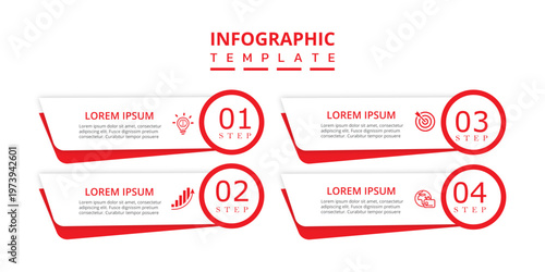 Modern business process infographic layout with clean geometric structure | Step-by-step minimal workflow chart for marketing status and corporate reporting