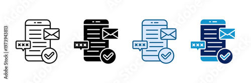 Sms Verification Icon Set Multiple Style Collection