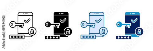 Mobile Authentication Icon Set Multiple Style Collection