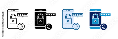 Authentication Lock Icon Set Multiple Style Collection