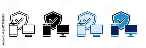Secure Device Icon Set Multiple Style Collection