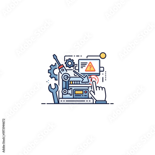 Technical support and machine troubleshooting concept