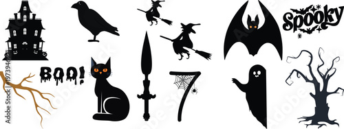 Halloween pumpkin icon set.Evil pumpkin symbol. Halloween evil face vector illustration.Halloween decoration cartoon sign.Cute Creepy Spooky Halloween Pumpkin Fall Autumn Sticker Print Illustration.