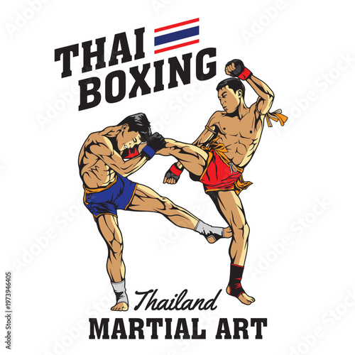 Thai Boxing Fighters vector Illustration, perfect for t shirt design