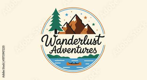 Wanderlust Adventures Mountain Kayak Nature Logo.