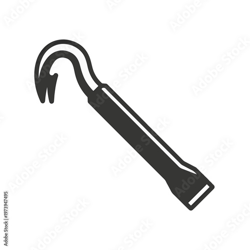A black and white icon of a crowbar, a hand tool with a flat end and a curved, clawed prying end, against a white background.