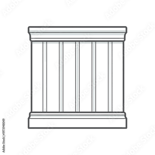 A white, rectangular structure with vertical fluting and decorative top and bottom moldings, resembling a classical column base.
