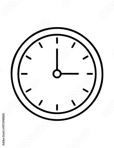 Outline of a simple round clock face with hour and minute hands abstract measurement schedule deadline appointment timekeeping chronometer illustration background