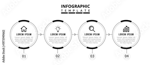 give me 10 variance of : Circular 4 Step Business Infographic, Modern Process Cycle Design, Clean Workflow Timeline Illustration, Minimal Flat Flow Diagram Vector Template with Arrow and icon