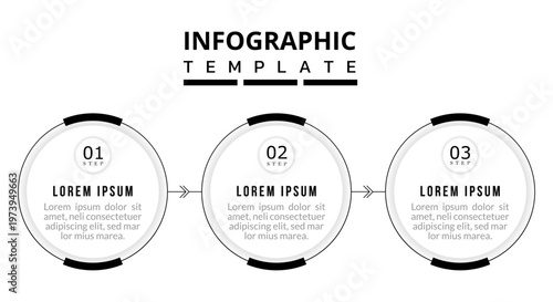 Three Steps Circular Process Infographic, Modern Business Flow Design, Clean Timeline Chart Illustration, Strategy Roadmap Minimal Layout