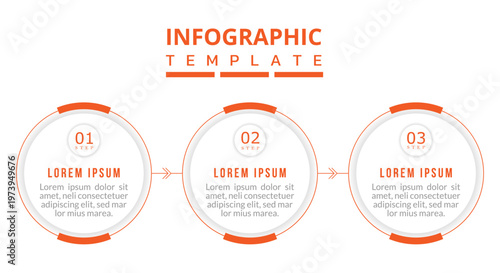3 Circular Process Flow Diagram, Modern Workflow Design, Clean Business Strategy Timeline Illustration, Minimal Vector Concept Layout