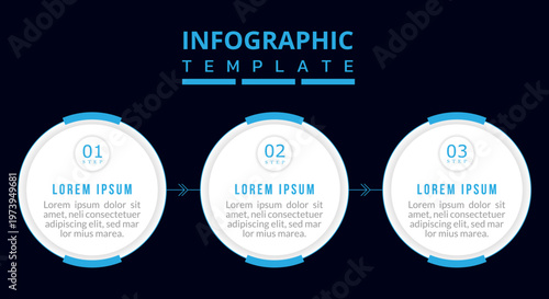 3 Step Circular Flow Chart, Modern Business Process Diagram Design, Clean Strategy Roadmap Illustration, Minimal Vector Layout Concept