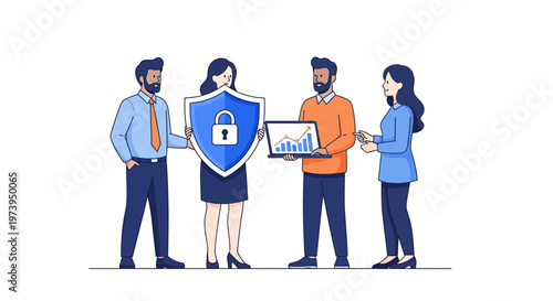 Business people protecting company data security.