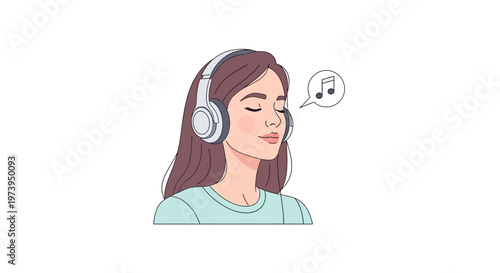 Woman wearing headphones and listening music.