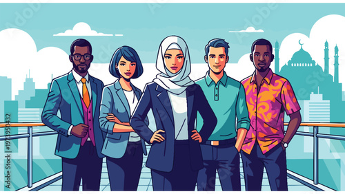 Diverse Business Team, Global Corporate Professionals, Modern Workplace Collaboration