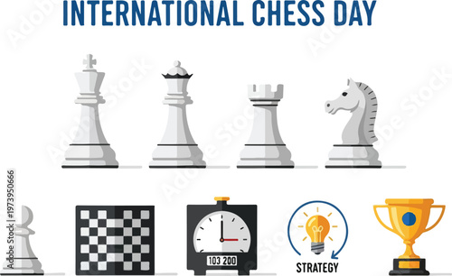 Celebrating International Chess Day with Iconic Game Pieces and Symbols