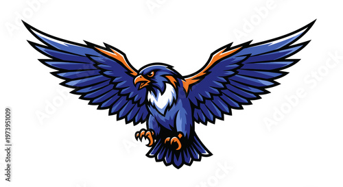 Vibrant Blue and Orange Eagle Bird.