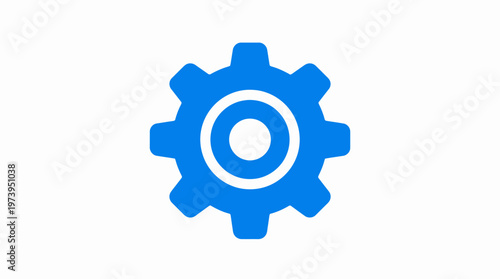 Blue gear icon with circle.