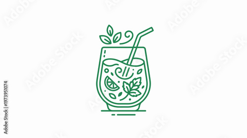 Refreshing Summer Drink with Straw.