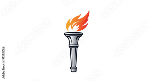 Torch with flame on top burning.